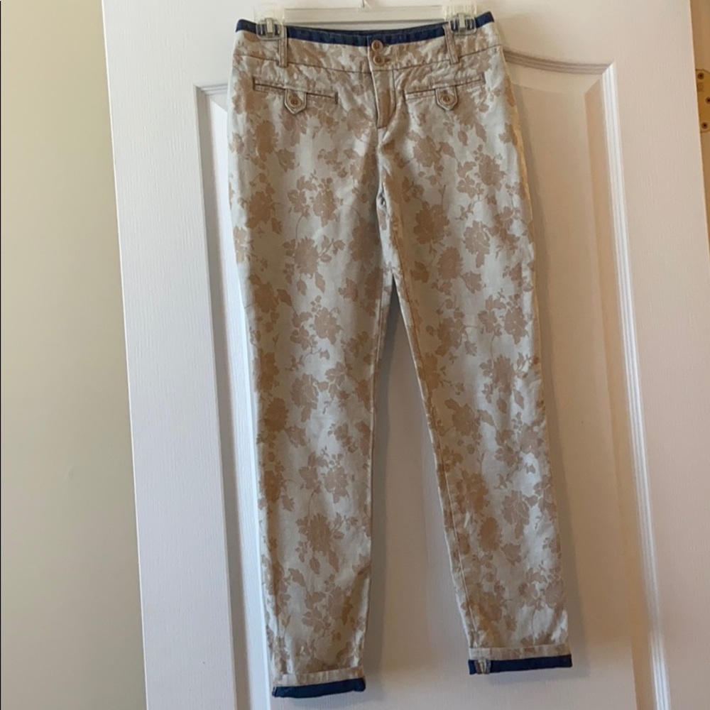 Anthropologie. Cartonier tan floral jeans